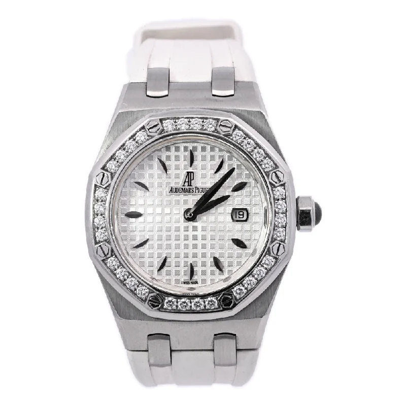 Audemars Piguet Ladies Royal Oak Stainless Steel 33mm Silver Stick Dial Watch Reference# 67621ST.ZZ.D012CR.02