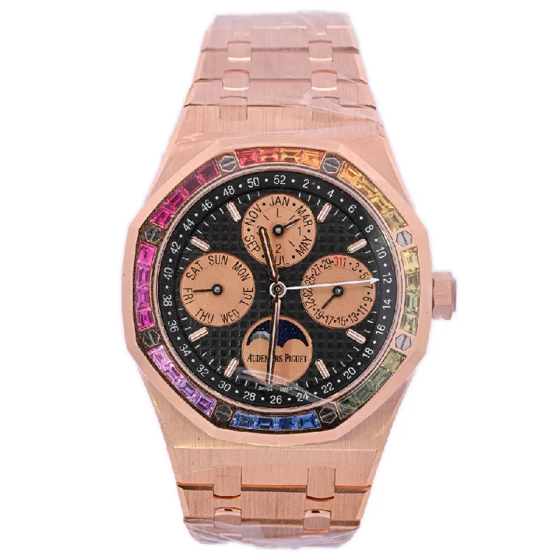 Audemars Piguet Royal Oak 41mm Rose Gold Black Perpetual Calendar Dial Watch Reference# 26614OR.YY1220OR.01