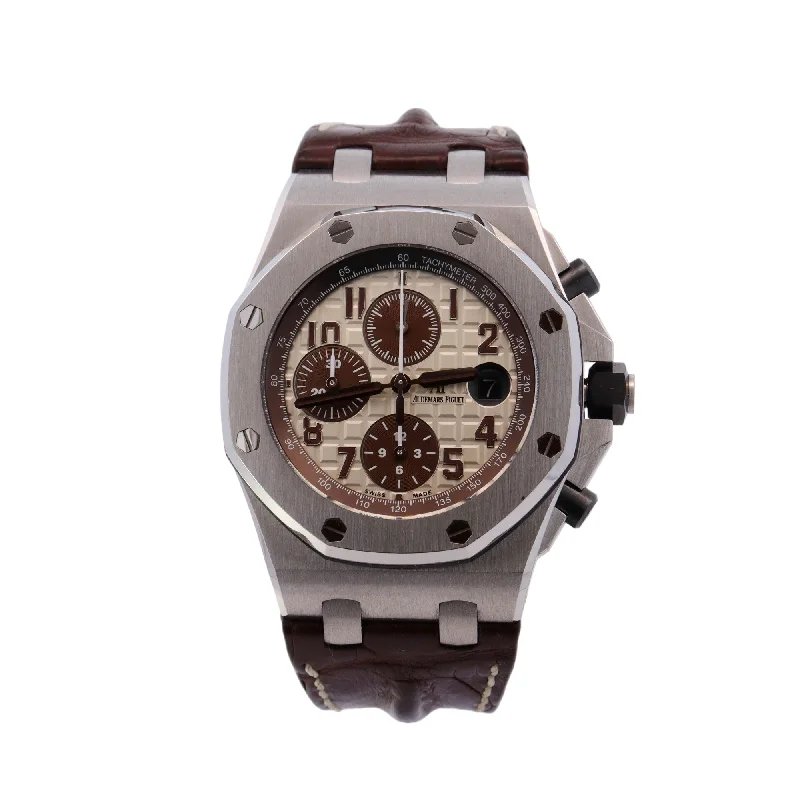 Audemars Piguet Royal Oak Offshore Stainless Steel 42mm Brown and Tan Chronograph Dial Watch Reference# 26470ST.OO.A801CR.01