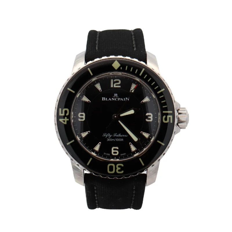 Blancpain Fifty Fathoms Stainless Steel 45mm Black Stick and Arabic Dial Watch Reference# 5015113052A