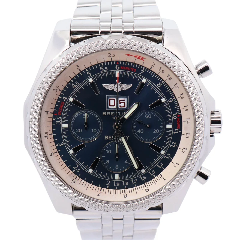 Breitling Bentley Stainless Steel 48mm Blue Chronograph Dial Watch Reference# A44362