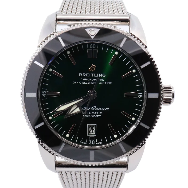 Breitling Superocean Heritage Stainless Steel 42mm Green Stick Dial Watch Reference# AB2010121L1A1