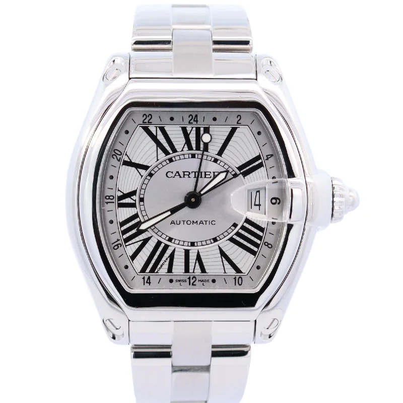 Cartier Roadster 39mm Stainless Steel Silver Roman Dial Watch Reference# W62025V3