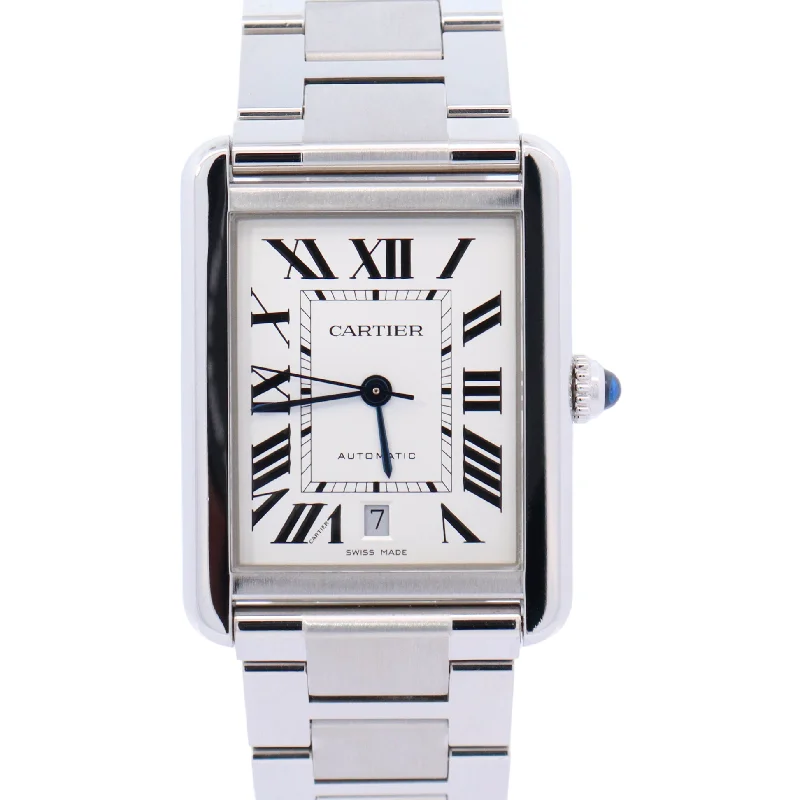 Cartier Tank Anglaise 40.85x31mm Stainless Steel White Roman Dial Watch Reference# W5200028