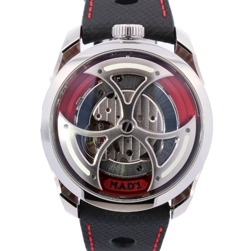 MB&F M.A.D.1 Red 42MM Stainless Steel Skeleton Dial Watch Reference# M.A.D.1