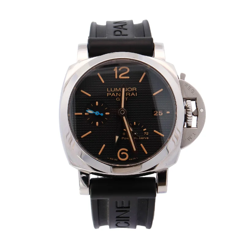 Panerai Luminor GMT Stainless Steel 42mm Black Arabic & Stick Dial Watch Reference# PAM01537