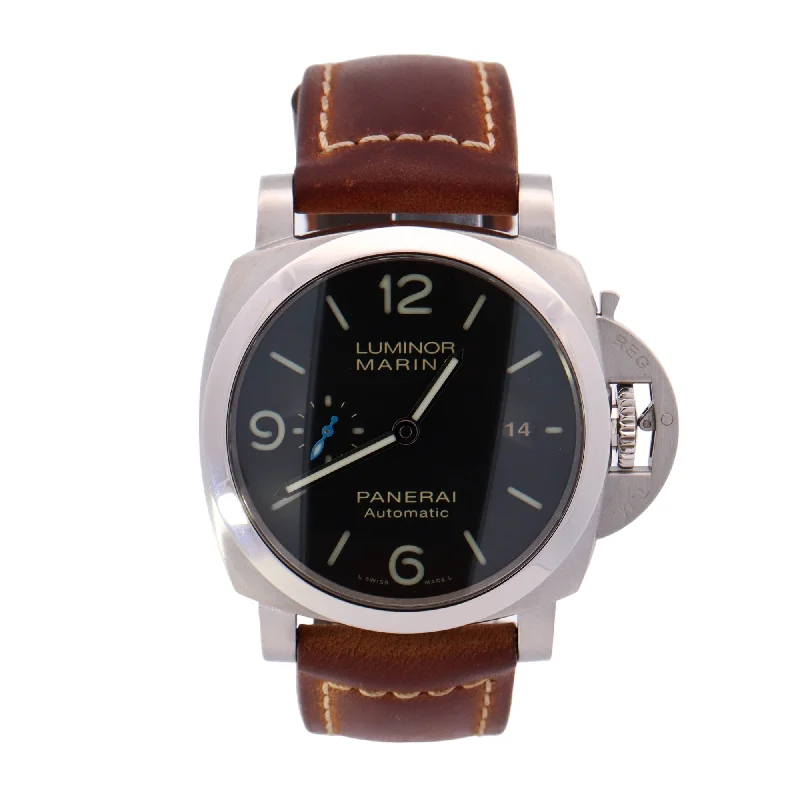 Panerai Luminor Stainless Steel 44mm Black Stick Dial Watch Reference# PAM01312