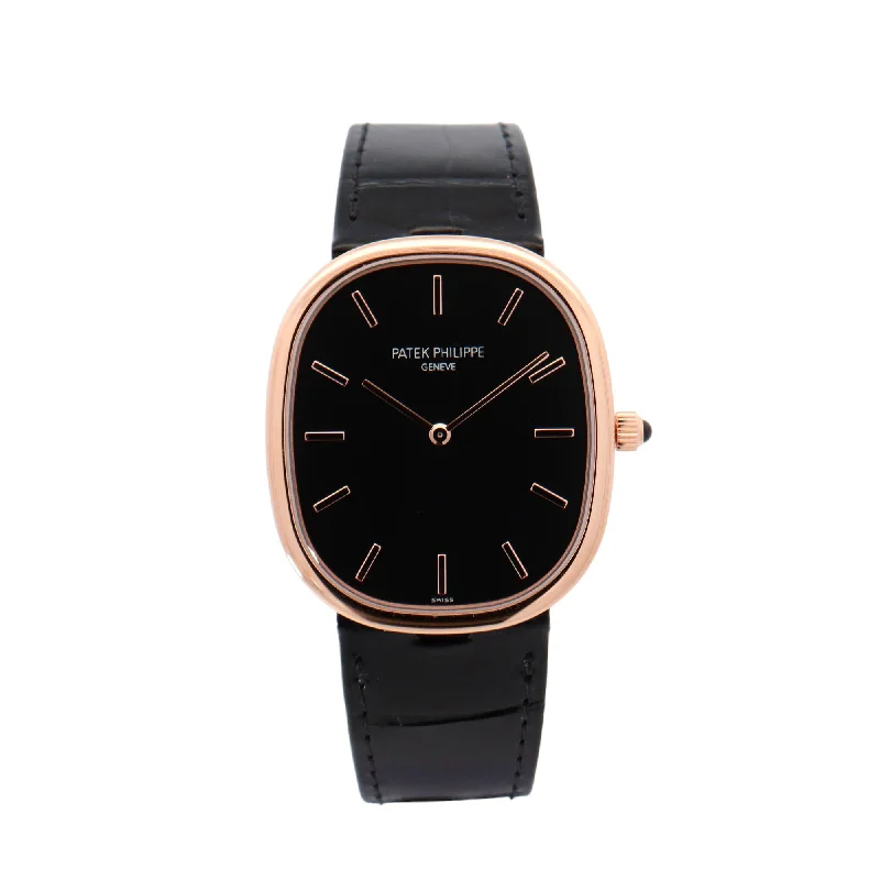 Patek Philippe Ellipse Rose Gold 35mm Black Stick Dial Watch Reference# 3738R