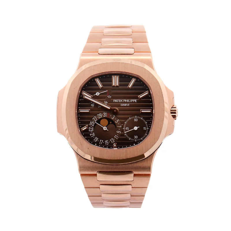 Patek Philippe Nautilus Rose Gold 40mm Brown Perpetual Calendar Stick Dial Watch Reference# 5712/1R-001