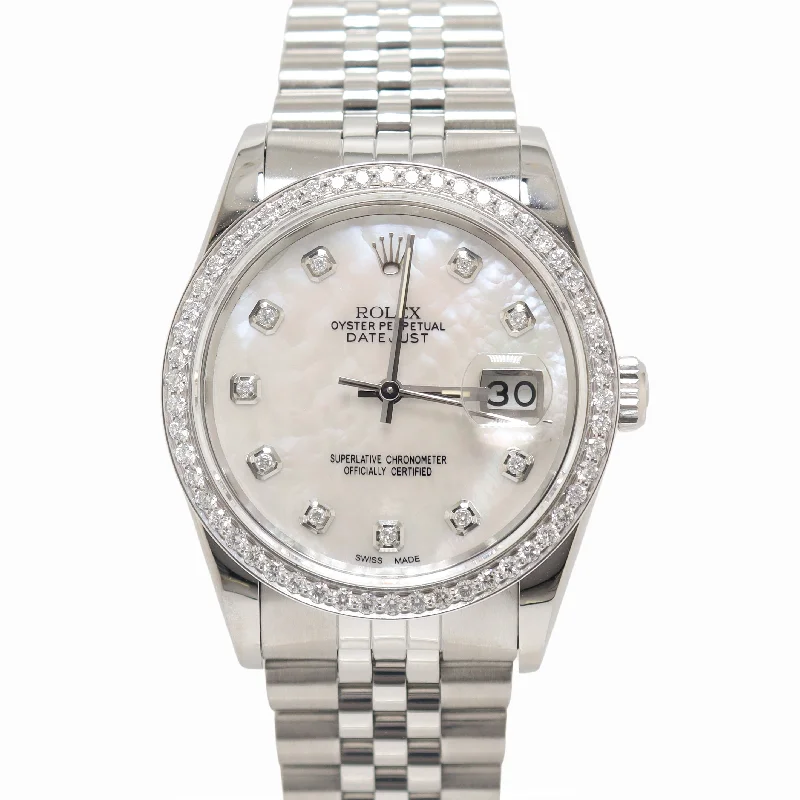 Rolex Datejust 36mm MOP Diamond Dial Watch Ref# 16234