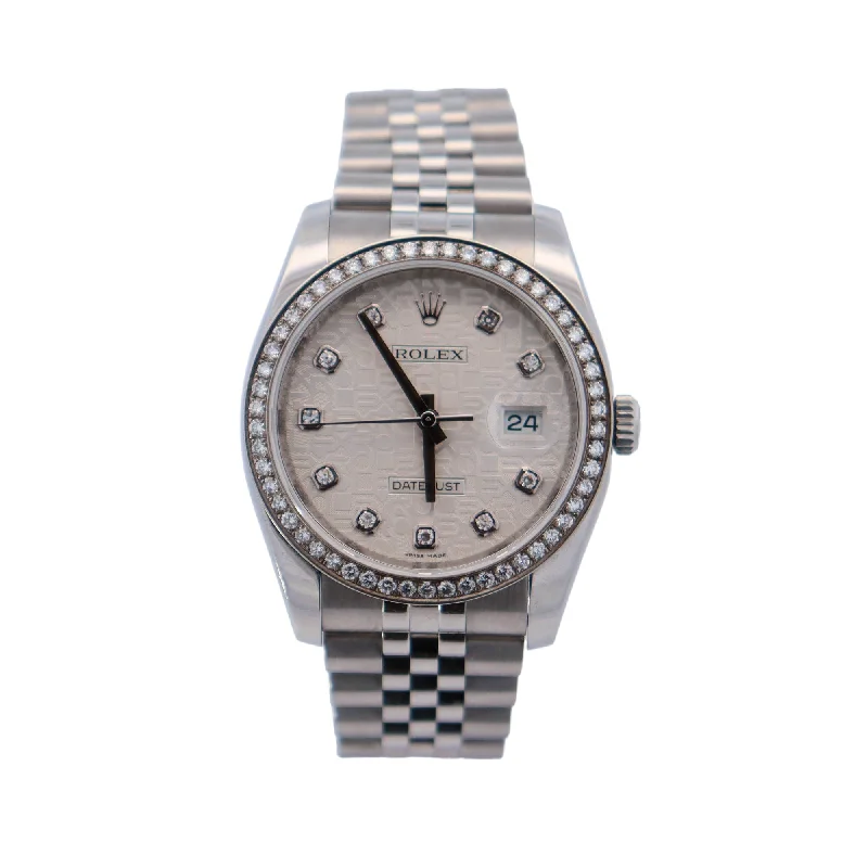 Rolex Datejust Stainless Steel 36mm White Diamond Dot Dial Watch Reference# 116234