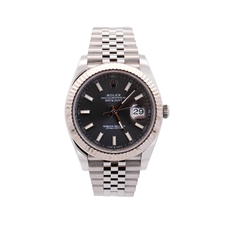 Rolex Datejust Stainless Steel 41mm Rhodium Stick Dial Watch Reference# 126334