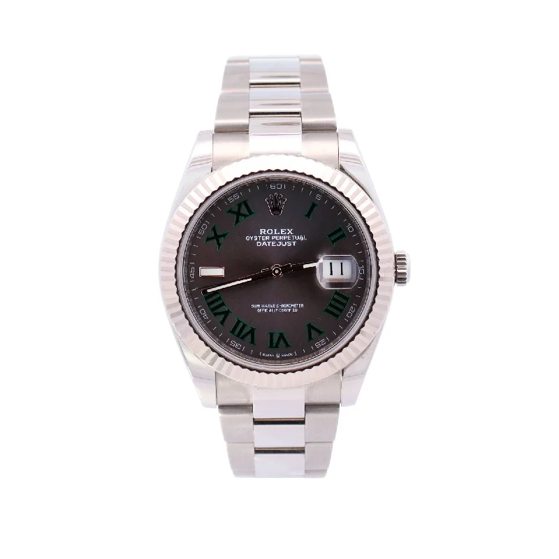 Rolex Datejust Stainless Steel 41mm Roman Wimbledon Dial Watch Reference# 126334