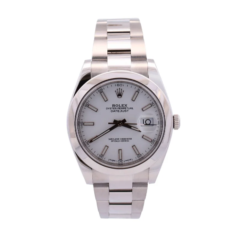 Rolex Datejust Stainless Steel 41mm White Stick Dial Watch Reference #: 126300