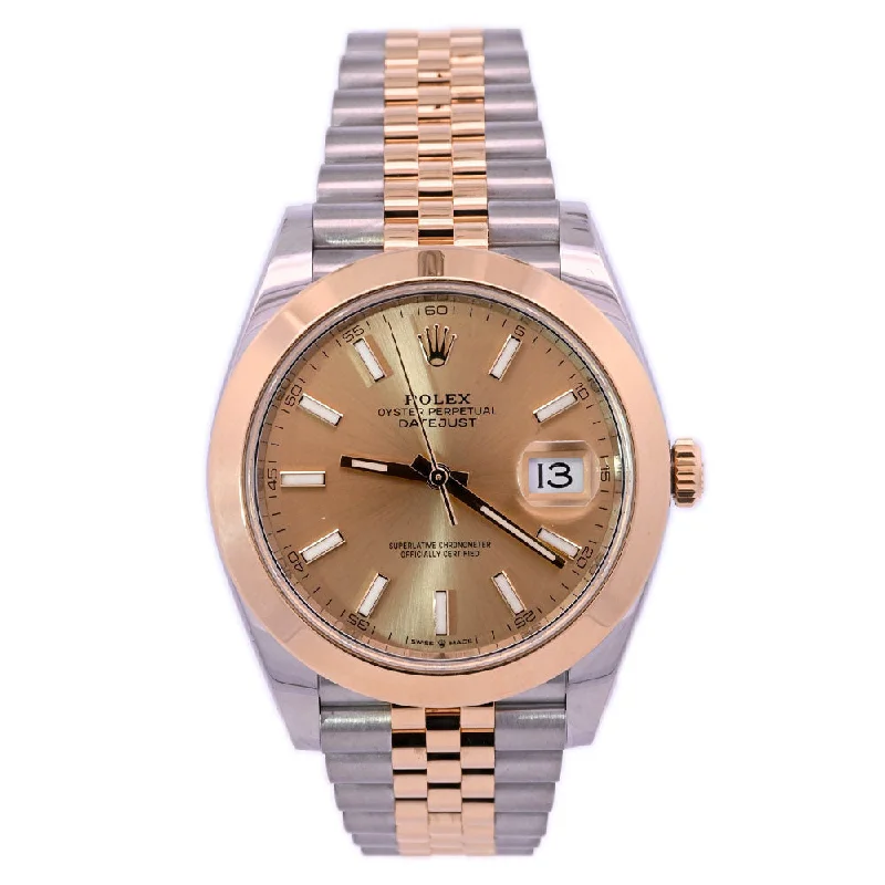 Rolex Datejust Two-Tone Stainless Steel & Yellow Gold 41mm Champagne Stick Dial Watch  Reference #: 126333