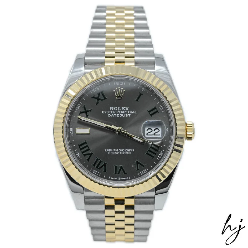 Rolex Datejust Two Tone Yellow Gold & Steel 41mm Wimbledon Dial Watch Reference#: 126333