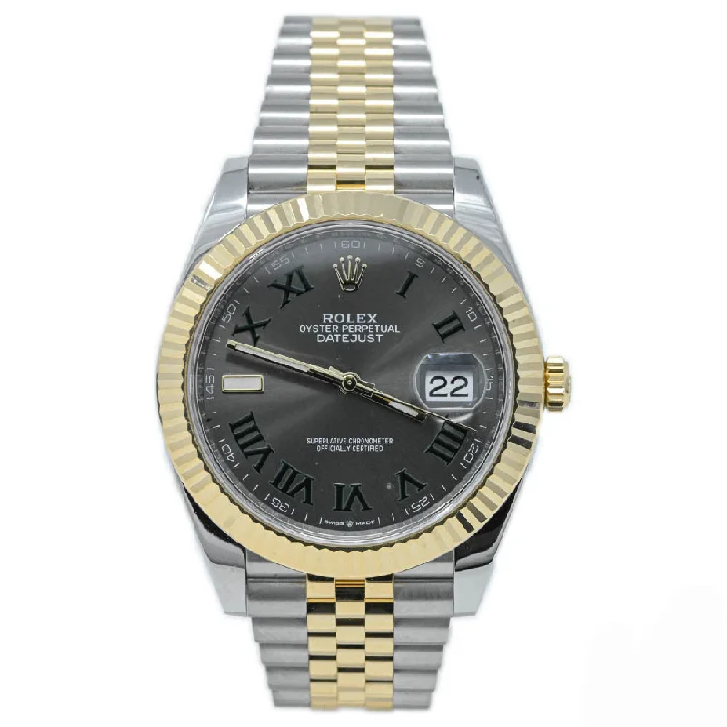 Rolex Datejust Two Tone Yellow Gold & Steel 41mm Wimbledon Dial Watch Reference#: 126333