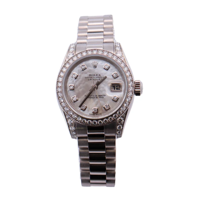 Rolex Datejust White Gold 26mm Factory White MOP Diamond Dial Watch Reference# 179159