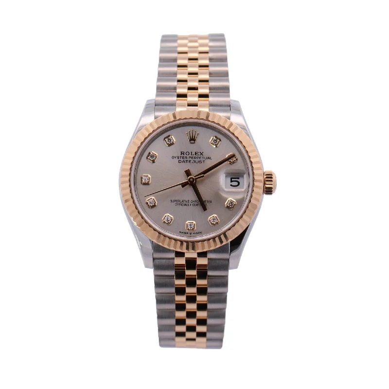 Rolex Datejust Yellow Gold and Stainless Stee 31mml Champagne Diamond Dial Watch Reference# 278273