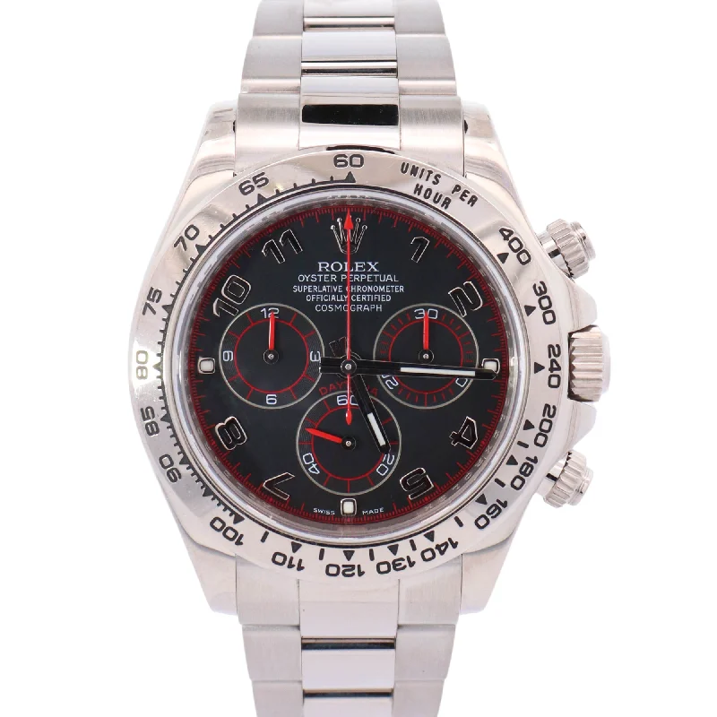 Rolex Daytona 40mm White Gold Black Arabic Racing Chronograph Dial Watch Reference# 116509