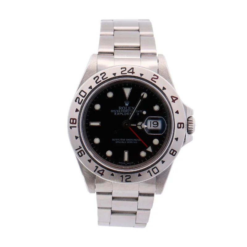 Rolex Explorer II Stainless Steel 40mm Black Dot Dial Watch Reference# 16570