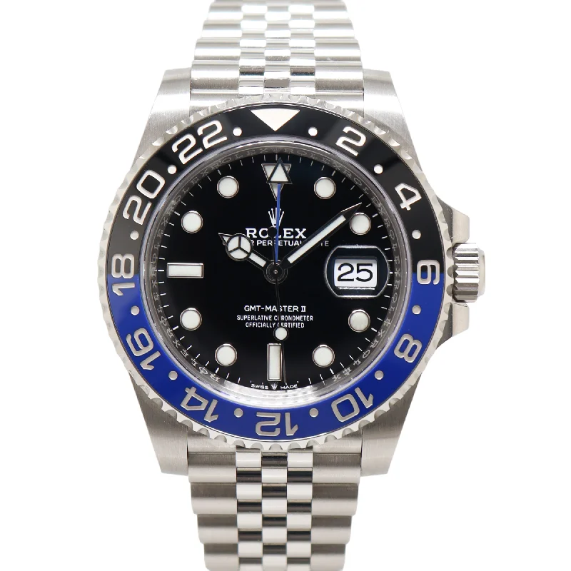 Rolex GMT Master II "Batgirl" 40mm Black Dot Dial Watch Reference#: 126710BLNR