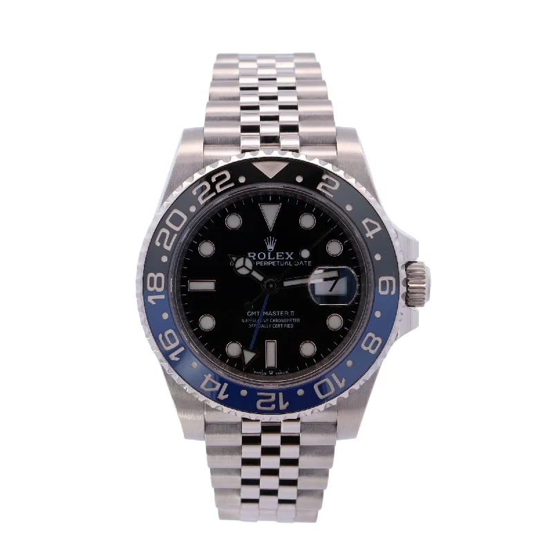 Rolex GMT Master II "Batgirl" Stainless Steel 40mm Black Dot Dial Watch Ref# 126710BLNR