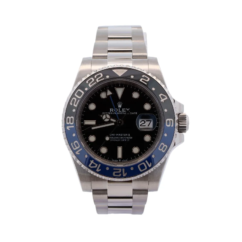 Rolex GMT Master II "Batman" Stainless Steel 40mm Black Dot Dial Watch Reference# 116710BLNR