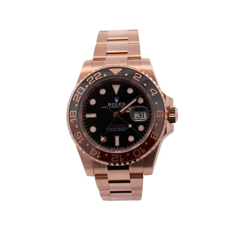 Rolex GMT Master II "Rootbeer" Rose Gold 40mm Black Dot Dial Watch Reference #: 126715CHNR