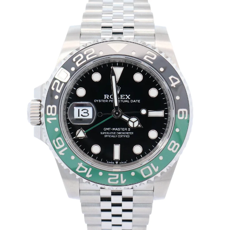 Rolex GMT Master II "Sprite" 40mm Stainless Steel Black Dot Dial Watch Reference# 126720VTNR