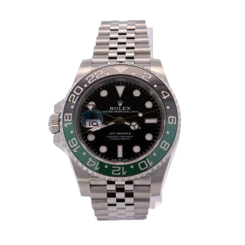 Rolex GMT Master II "Sprite" Stainless Steel 40mm Black Dot Dial Watch Ref# 126720VTNR