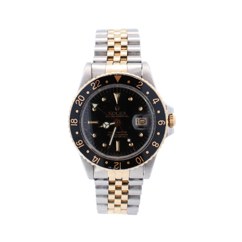 Rolex GMT Master Two-Tone Stainless Steel & Yellow Gold 40mm Black Dot Dial Watch Reference# 1675