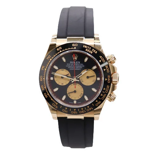 Rolex Mens Daytona 18K Yellow Gold 40mm Black Chronograph Dial Watch Reference#: 116518LN