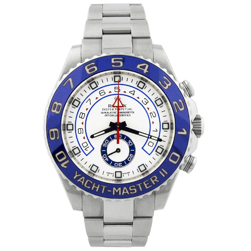 Rolex Men's Yacht-Master II Stainless Steel 44mm White Dot Dial Watch Reference #: 116680