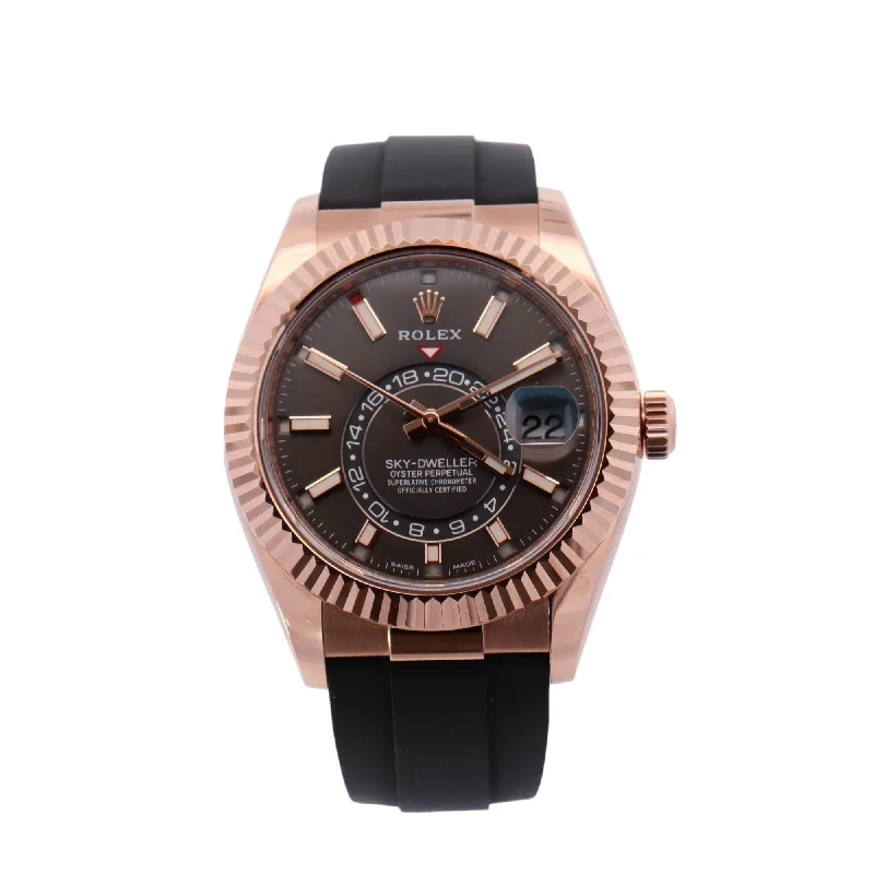 Rolex Sky Dweller Rose Gold 42mm Rhodium Stick Dial Watch Reference# 326235