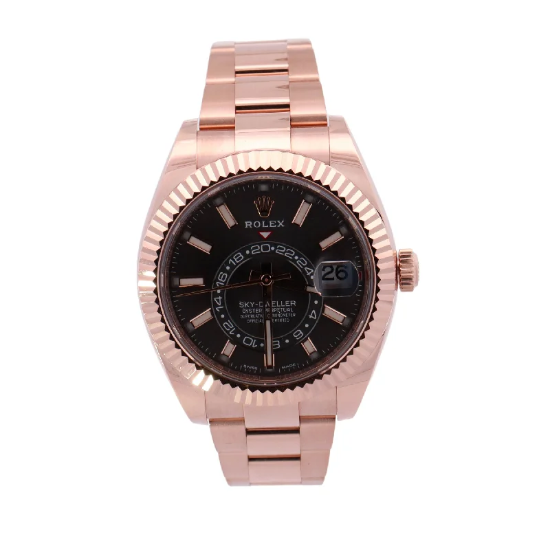 Rolex Sky-Dweller Rose Gold 42mm Rhodium Stick Dial Watch Reference# 326935