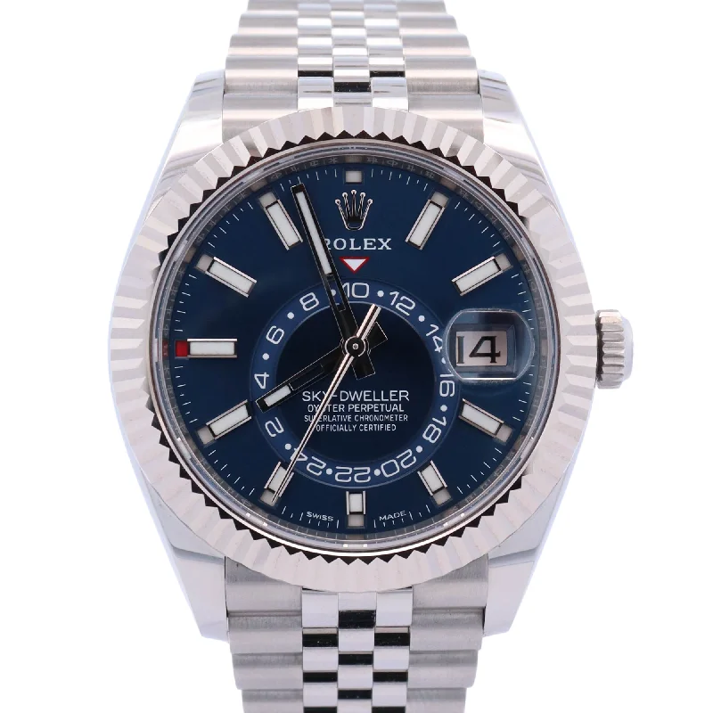 Rolex Sky Dweller Steel & White Gold 42mm Blue Stick Dial Watch Reference #: 326934