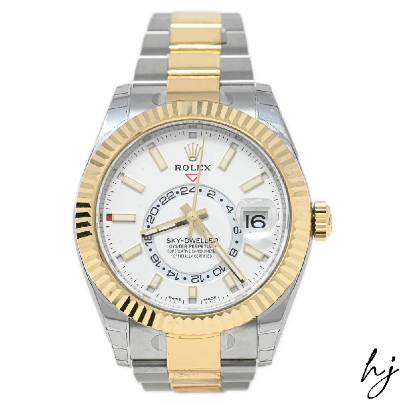 Rolex Sky-Dweller Two-Tone Stainless Steel & Yellow Gold 42mm White Stick Dial Watch Reference# 326933