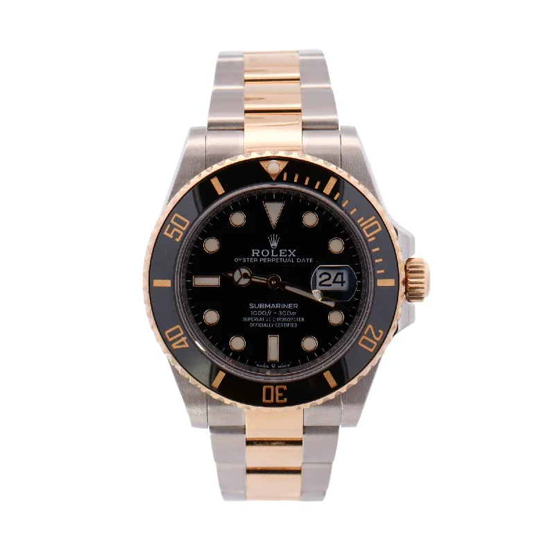 Rolex Submariner Two Tone Yellow Gold & Steel 41mm Black Dot Dial Watch Reference# 126613LN