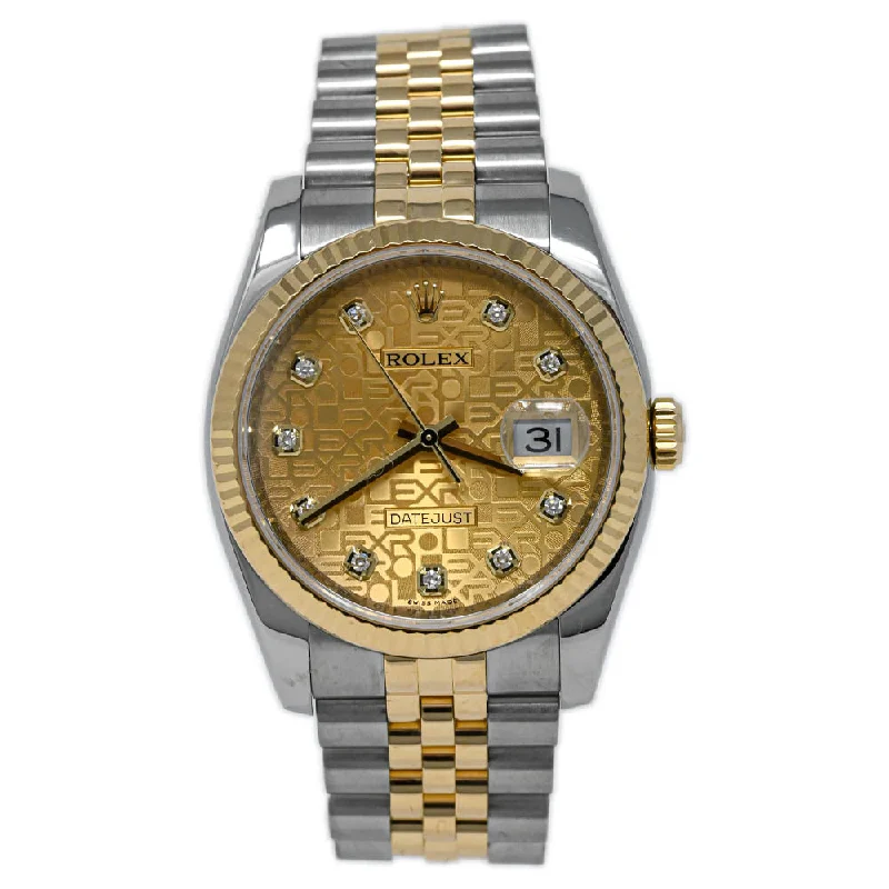 Rolex Two Tone Yellow Gold & Steel 36mm Champagne Jubilee Diamond Dial Watch Reference#: 116233