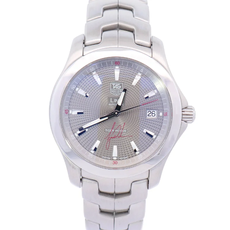 TAG Heuer Link "Tiger Woods Edition" 39mm Stainless Steel Silver Stick Dial Watch Reference# WJF2113.BA0570