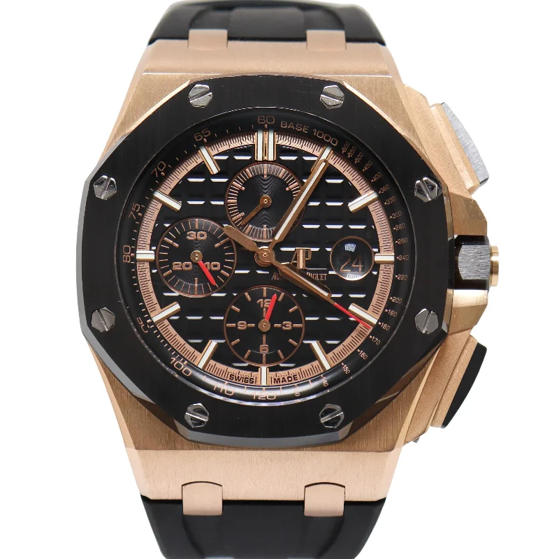 Audemars Piguet Royal Oak Offshore Rose Gold 44mm BlackStick Dial Watch Reference#: 26401RO.OO.A002CA.02