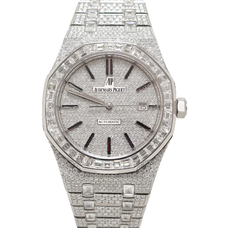 Audemars Piguet Royal Oak Stainless Steel 42mm Iced Out Pave Diamond Dial Watch Reference#: 26591TI.OO.1252TI.03