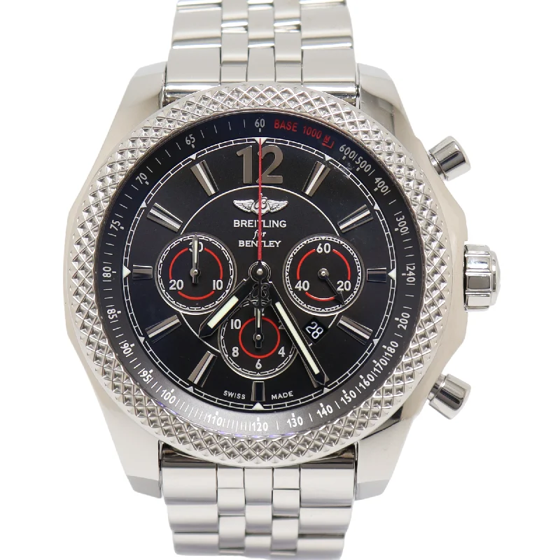 Breitling Bentley Stainless Steel 49mm Black Roman & Stick Dial Watch Reference#: A25362