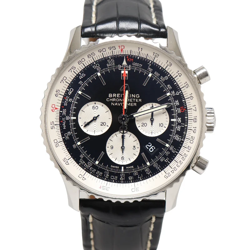 Breitling Navitimer Stainless Steel 45mm Black Chronograph Dial Watch Reference#: AB0138211B1P1