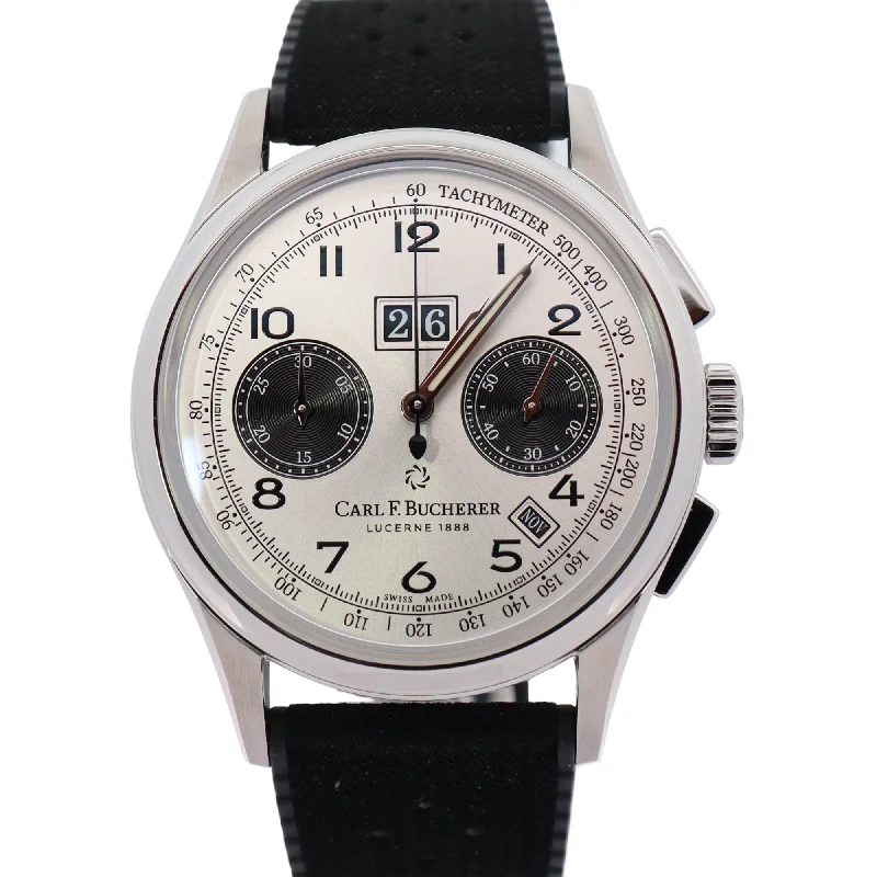 Carl F. Bucherer Heritage 41mm Stainless Steel Silver Chronograph Dial Watch Reference# 00.10803.08.12.01