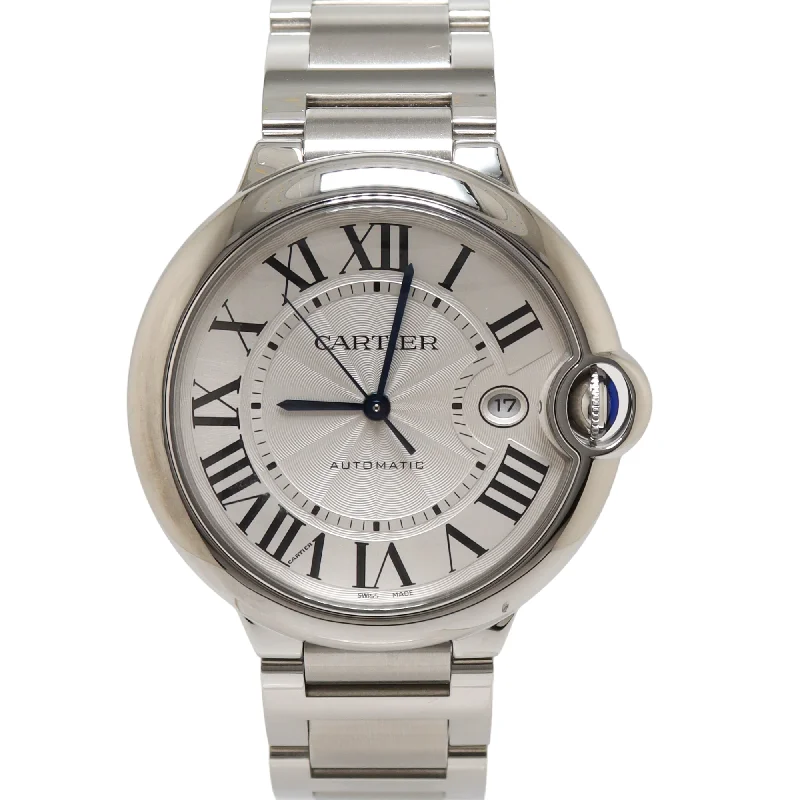 Cartier Ballon Bleu Stainless Steel 36mm Silver Roman Dial Watch Reference# WSBB0048