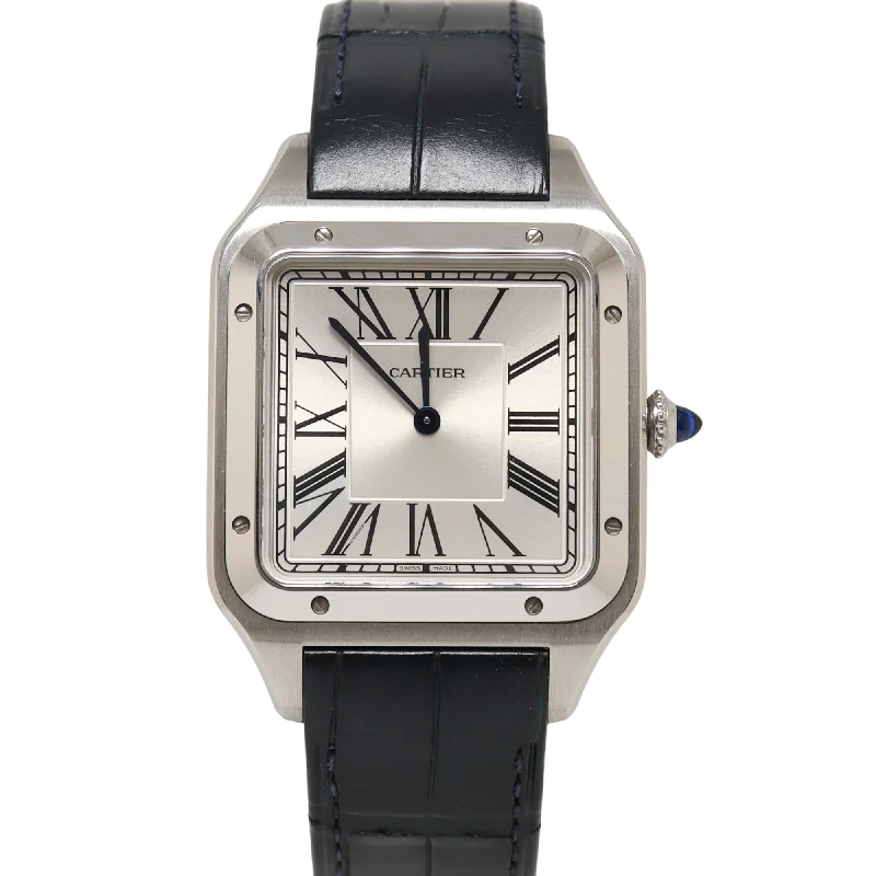 Cartier Santos Dumont Stainless Steel 46.6x33.9mm Silver Roman Dial Watch Reference#: WSSA0032