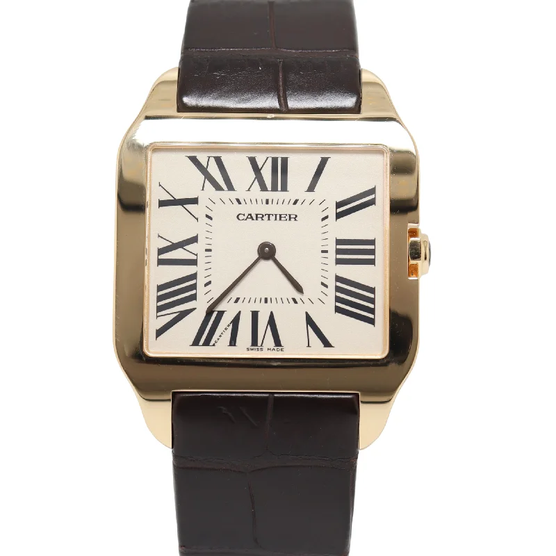 Cartier Santos Dumont Yellow Gold 35mm White Roman Numeral Dial Watch Reference#: W2009251