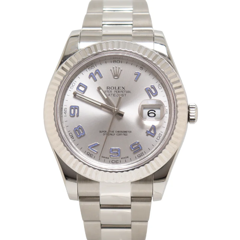 Rolex Datejust Stainless Steel 41mm Silver Arabic Dial Watch Reference#: 116334